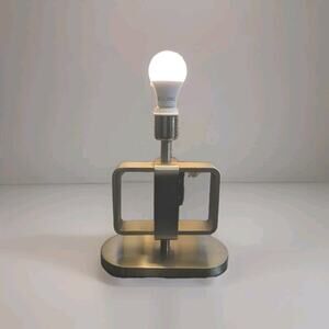 12" Ikea UPPVIND Geometric Brass Table Lamp NO SHADE Minor Scratches Near Top